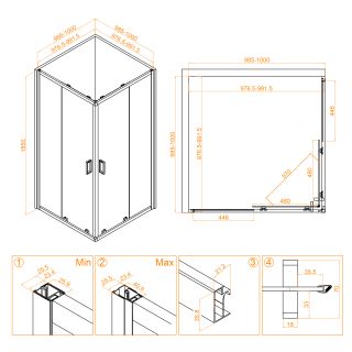 Душевой уголок RGW CL-34B 32093400-14 100x100см чёрный
